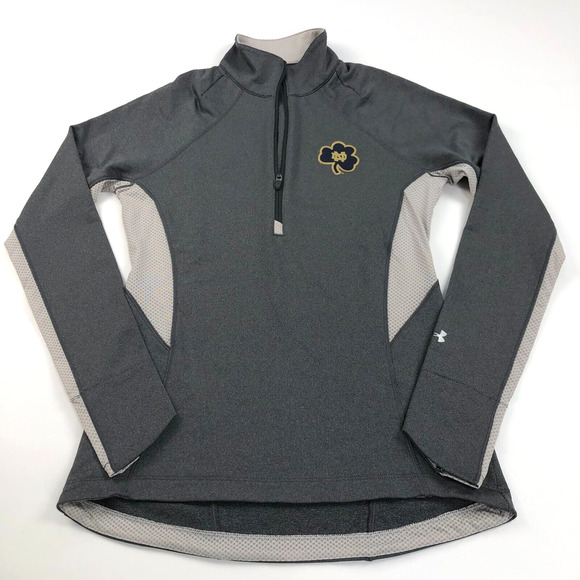 Under Armour FITTED HeatGear Notre Dame Irish Glitter Small Women's 1/4 Zip Gray - Picture 1 of 14
